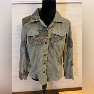 Christopher & Banks Banks Long Sleeve Top with a paisley pattern.